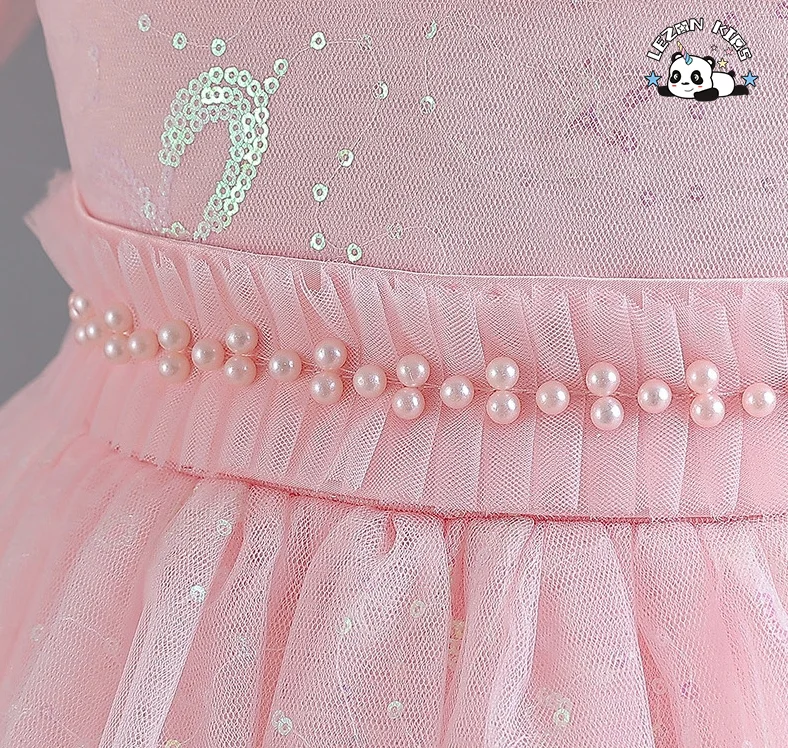 LEZONKIDS - Customizable Wholesale Multi Colors Beaded Sequin Girls' Princess Party Dresses Gown Kid Clothing Dress